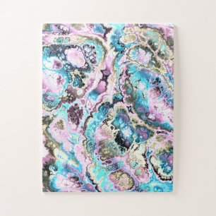 Bohemian Colorful Pastel Fractal Marble Abstract Jigsaw Puzzle