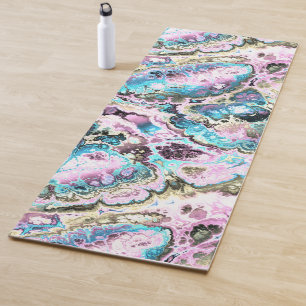 Bohemian Colorful Pastel Fractal Marble Abstract Yoga Mat