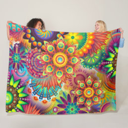 Bohemian Colorful Retro Hippie Psychedelic Blanket