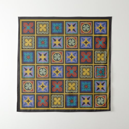 Bohemian colors vintage motifs quilt pattern tapestry