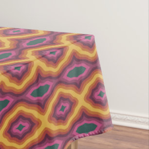 Bohemian Colour Palette Wavy Lattice Pattern Art Tablecloth