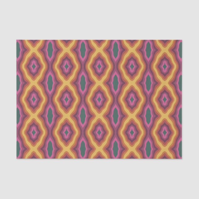 Bohemian Colour Palette Wavy Lattice Pattern Art Tissue Paper (Front)