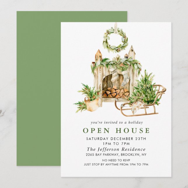 Bohemian Composition CHRISTMAS HOLIDAY OPEN HOUSE Invitation (Front/Back)