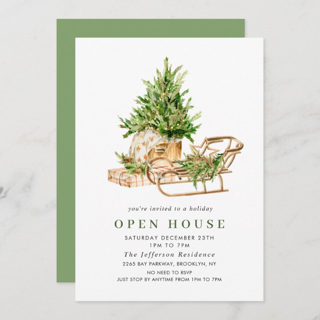 Bohemian Composition CHRISTMAS HOLIDAY OPEN HOUSE Invitation (Front/Back)