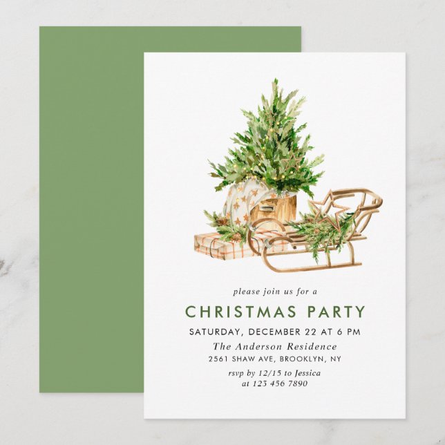 Bohemian Composition CHRISTMAS HOLIDAY Party Invitation (Front/Back)