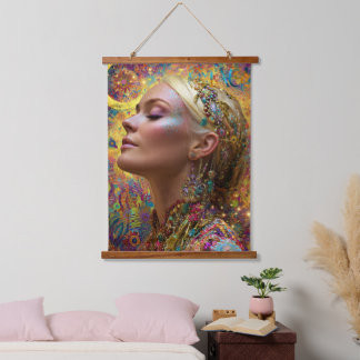 Bohemian Cosmic Goddess Art Tapestry