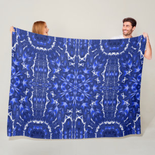 Bohemian Country Daisy 2 Blue Floral Cozy Fleece Blanket