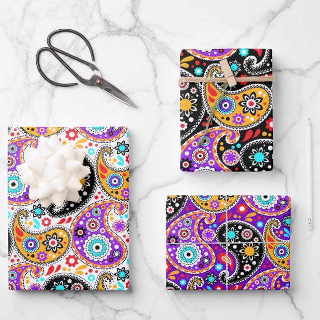 Bohemian Cowgirl Bandana Paisley Fantasy Print Wrapping Paper Sheets (Front)