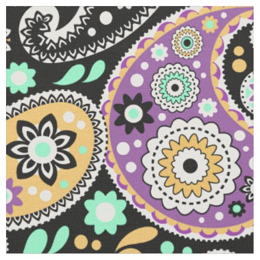 Bohemian Cowgirl Modern Purple Paisley Print Fabric
