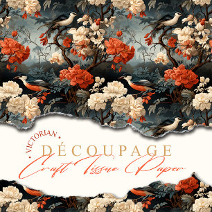 Bohemian Craft Teal Vintage Georgian Boho Birds Tissue Paper