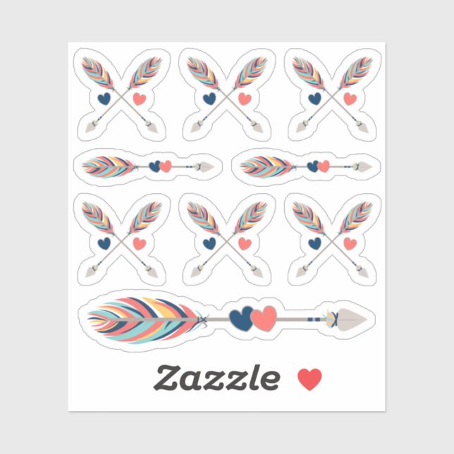 Bohemian Crossed Arrows & Hearts Planner Sheet Sticker (Sheet)
