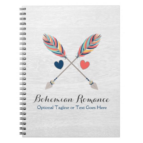 Bohemian Crossed Arrows On Rustic Wood Boho Chic Notebook