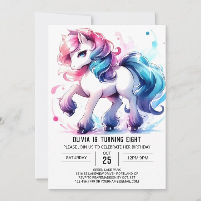  Bohemian Custom Horse Birthday Invitation (Front)