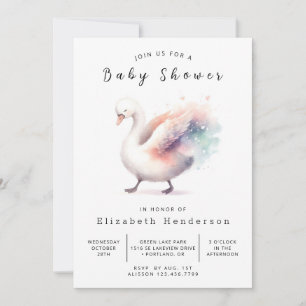 Bohemian Custom Swan Baby Shower Invitation