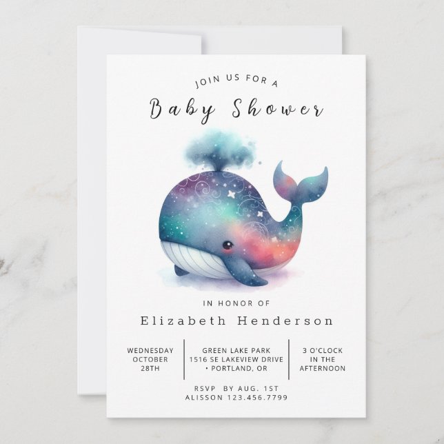 Bohemian Custom Whale Baby Shower Invitation (Front)