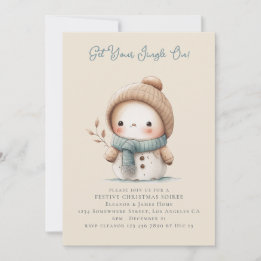 Bohemian Cute Snowman Merry Christmas Invitation