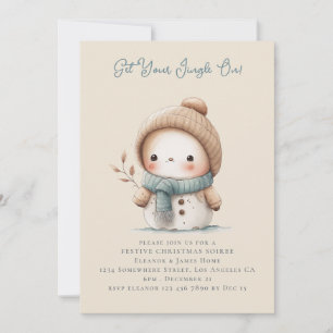 Bohemian Cute Snowman Merry Christmas Invitation