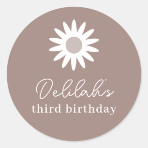 Bohemian Daisy Birthday Classic Round Sticker