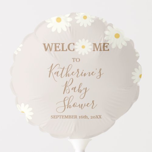 Bohemian Daisy Floral Baby Shower Balloon