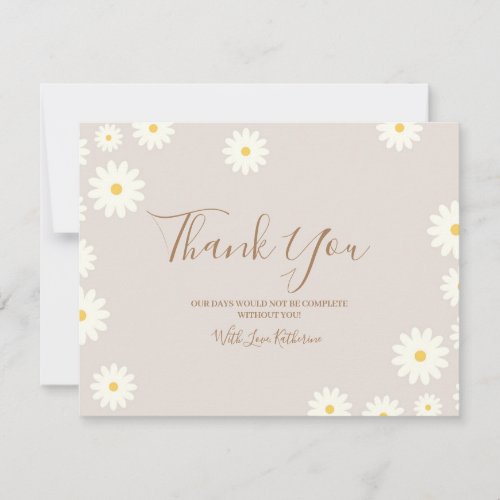 Bohemian Daisy Floral Baby Shower Thank You Card