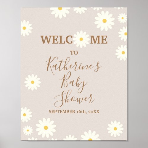 Bohemian Daisy Floral Baby Shower Welcome Sign