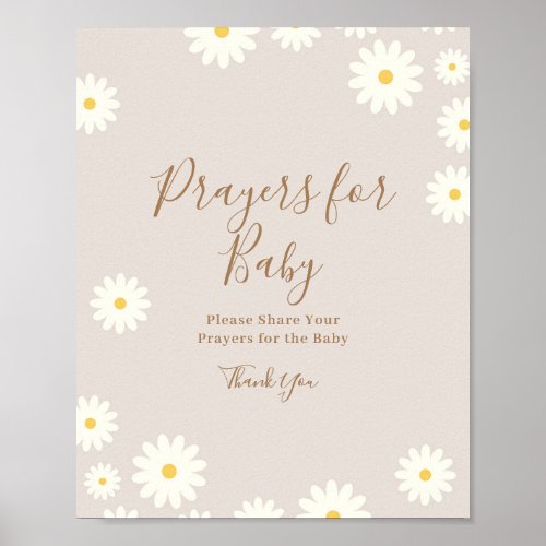 Bohemian Daisy Floral Prayers for the Baby Poster