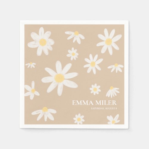 Bohemian Daisy Flower Napkins