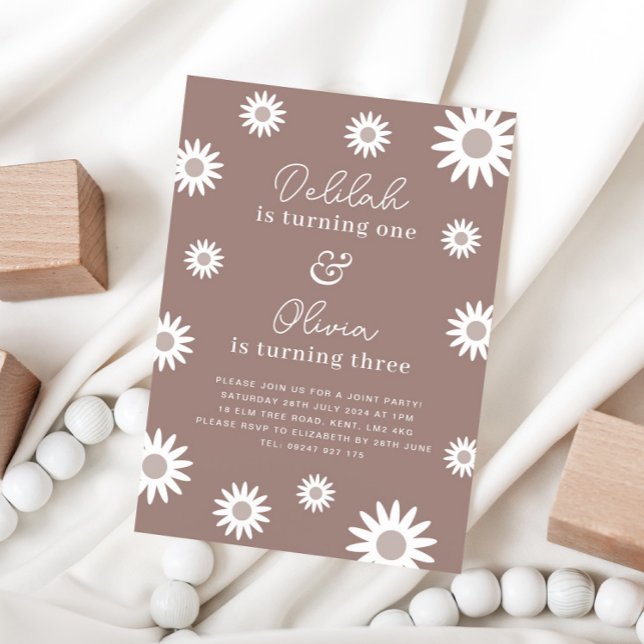 Bohemian Daisy Joint Birthday Invitation (Creator Uploaded)