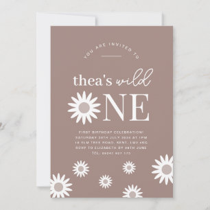 Bohemian Daisy Wild One Birthday Invitation