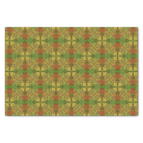 Bohemian Damask in Green Yellow Orange Tissue Paper