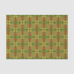 Bohemian Damask in Green Yellow Orange Tissue Paper