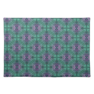 Bohemian Damask in Peacock Blue Teal Purple Cloth Placemat