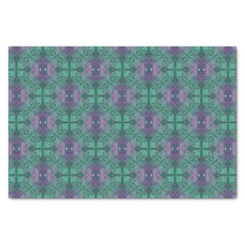Bohemian Damask in Peacock Blue Teal Purple Tissue Paper