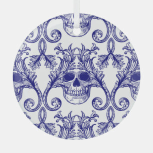 Bohemian damask, skull seamless ornament. glass ornament