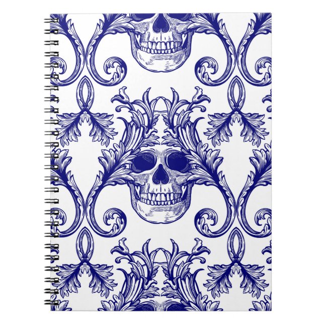 Bohemian damask, skull seamless ornament. notebook (Front)