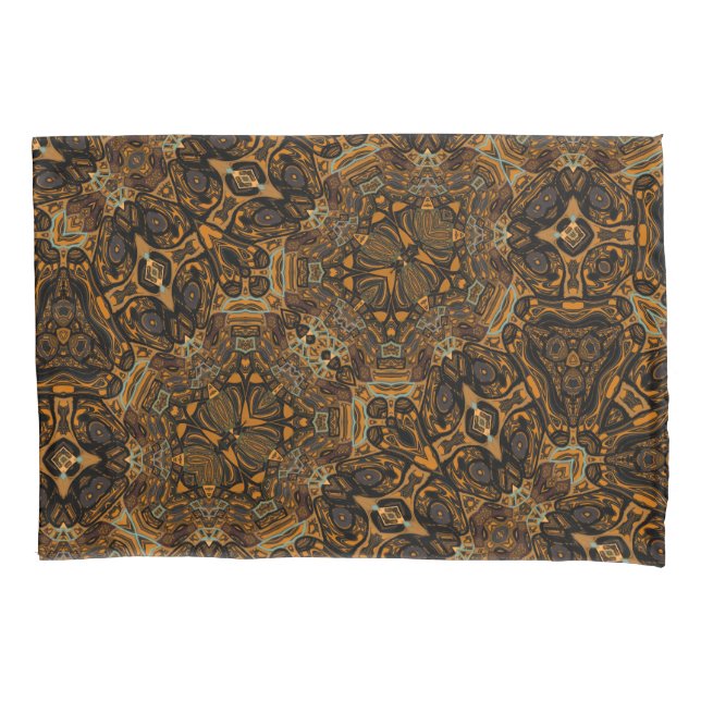 Bohemian Dark Brown Pattern Pillow Case (Front)