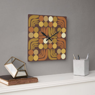 Bohemian Dark Brown Square Wall Clock