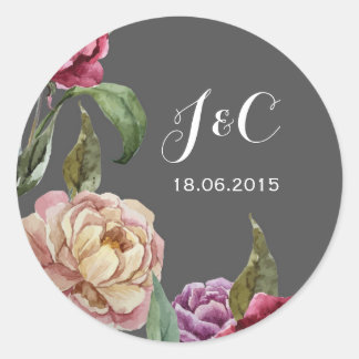 Bohemian Dark Floral Wedding Invitation Stickers