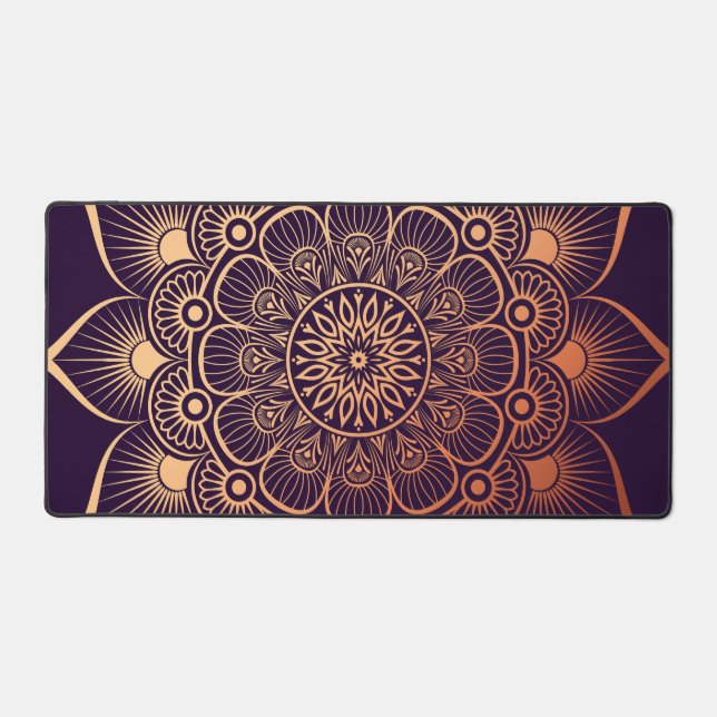 Bohemian Dark Purple Mandala Desk Mat (Front)
