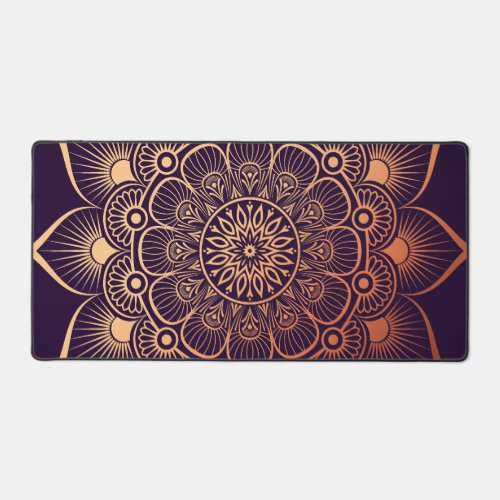 Bohemian Dark Purple Peach Mandala Desk Mat