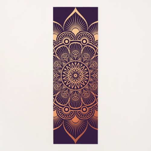 Bohemian Dark Purple Peach Mandala Yoga Mat