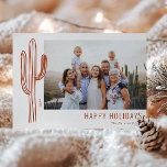 Bohemian Desert Cactus Family Photo Holiday Card<br><div class="desc">Bohemian desert cactus in rustic orange,  holiday family photo card.</div>