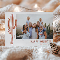 Bohemian Desert Cactus Family Photo Holiday Card