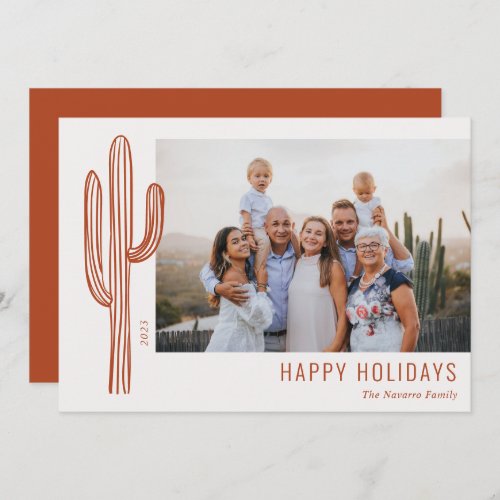 Bohemian Desert Cactus Family Photo Holiday Card