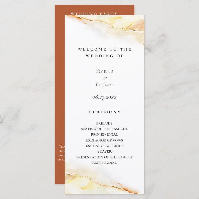 Bohemian Desert Watercolor Wash Wedding Program (Front/Back)