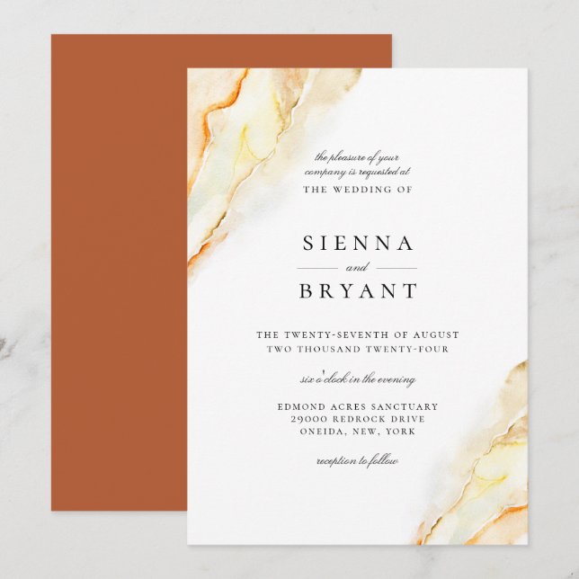 Bohemian Desert Watercolor Wedding Invitation (Front/Back)