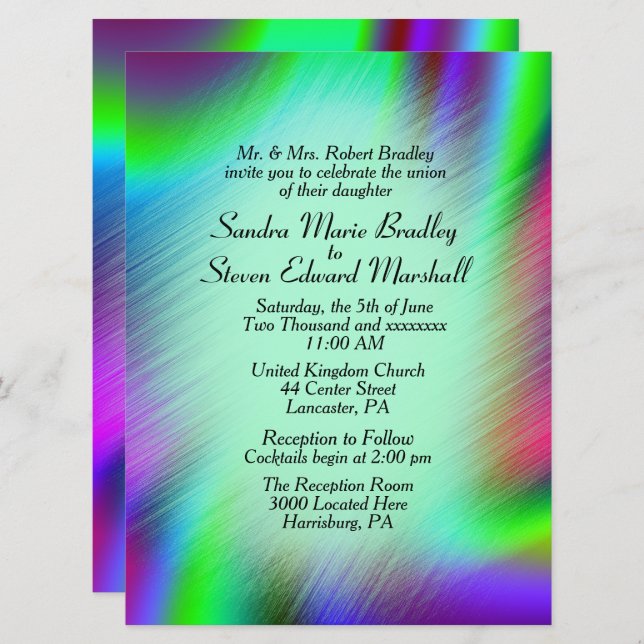 Bohemian Design Wedding Invitation  6.5" x 8.75" (Front/Back)