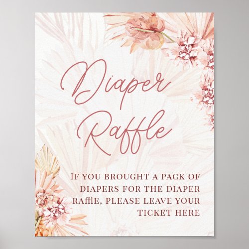 Bohemian Diaper Raffle Boho Baby Shower Sprinkle  Poster