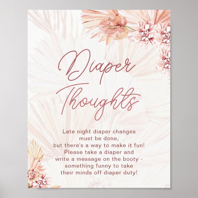 Bohemian Diaper Thoughts Chic Baby Shower Sprinkle Poster (Front)