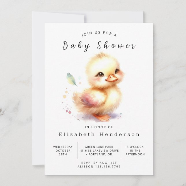  Bohemian Digital Duck Baby Shower Invitation (Front)